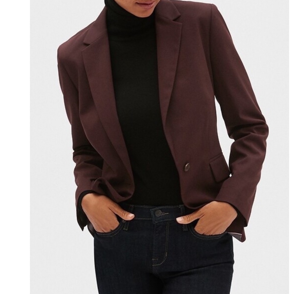 Banana Republic Burgundy Single Button Tailored Blazer 0